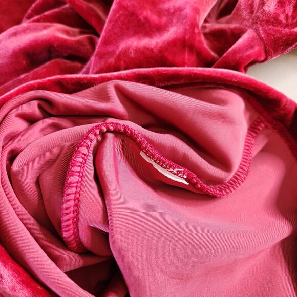 J. Crew Mercantile Pinkish Red Velvet Faux Wrap Sz Large Fairy Whimsical Holiday - Picture 6 of 9